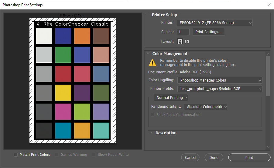 check color profile photoshop